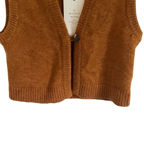 Sezane Maxime Gilet Cardigan in Ochre NWT XXS - Picture 4 of 8